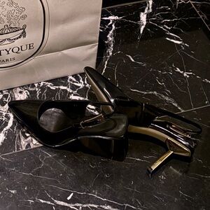 Black Gold Strap Heels